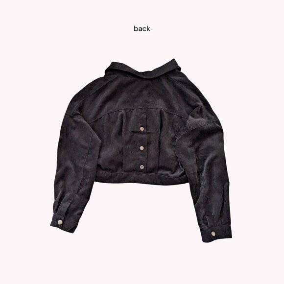 yesstyle cropped black corduroy jacket | womens jackets outerwear - Picture 3 of 3